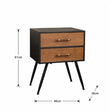 Mid-Century Modern Wood & Black 2 Drawer Bedside - Industrial Range