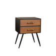 Mid-Century Modern Wood & Black 2 Drawer Bedside - Industrial Range