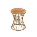 Antique Gold Metal Detailed Upholstered Dressing Table Stool
