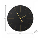Large Black Wooden Grain & Gold Detailed Wall Clock - 70cm x 70cm