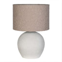 White & Cream Stone Table Lamp with Shade