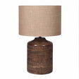 Mango Wood Ridged Table Lamp with Jute Shade