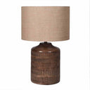 Mango Wood Ridged Table Lamp with Jute Shade