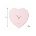 Wooden Pink & Gold Detailed Heart Shaped Wall Clock - 40cm x 40cm