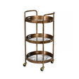 Antique Gold Mirrored 3 Tier Bar Cart Trolley - 88cm x 49cm