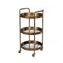 Antique Gold Mirrored 3 Tier Bar Cart Trolley - 88cm x 49cm