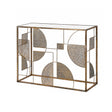 Large Metal Geometric Mirrored Topped Console Table