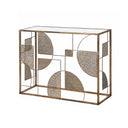 Large Metal Geometric Mirrored Topped Console Table