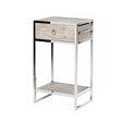 Fir Wood & Stainless Steel One Drawer Bedside Table