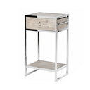 Fir Wood & Stainless Steel One Drawer Bedside Table