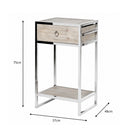 Fir Wood & Stainless Steel One Drawer Bedside Table