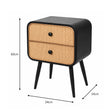 Black & Rattan 2 Drawer Bedside Table