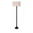 Tall Black Ridged Floor Lamp with Beige Cotton Shade