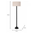 Tall Black Ridged Floor Lamp with Beige Cotton Shade