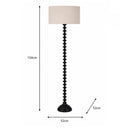 Tall Black Ridged Floor Lamp with Beige Cotton Shade