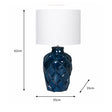 Large Deep Blue Rope Patterned Ceramic Table Lamp with Linen Shade