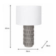 Large Grey Ceramic Boucle Table Lamp with White Linen Shade