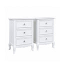 Pair of White 3 Drawer Bedside Tables - Victoria Range