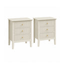 Pair of 3 Drawer Bedside Tables - Hales Taupe Range