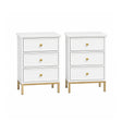 Pair of White Three Drawer Bedside Tables - Aisby White Range