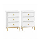Pair of White Three Drawer Bedside Tables - Aisby White Range