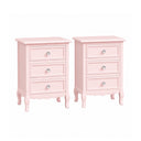 Pair of Pink 3 Drawer Bedside Tables - Sophia Pink Range