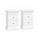 Pair of White 2 Drawer Bedside Tables - Slimline Haxey White Range