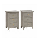Pair of Scalloped 3 Drawer Bedside Tables - Staunton Taupe Range