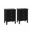 Pair of 3 Drawer Bedside Tables - Hales Black Range