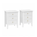 Pair of 3 Drawer Bedside Tables - Hales White Range