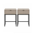 Pair of One Drawer Bedside Tables - Hesley Taupe Stone Range