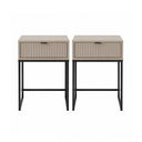 Pair of One Drawer Bedside Tables - Hesley Taupe Stone Range