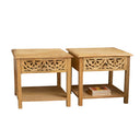 Pair of Natural Mango Wood Bohemian Bedside Tables - Freya Wood Range