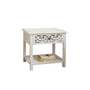 Distressed White Mango Wood Bohemian Bedside Table - Freya White Range