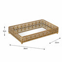 Antique Gold Rectangular Mirrored Base Tray - 36cm