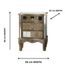 Mirrored 3 Drawer Bedside Table - Tiffany Range