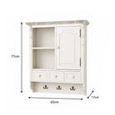 Cream Wall Mounted Cupboard with hooks - Lyon Range