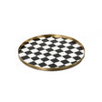 Black Monochrome Checked Round Tray