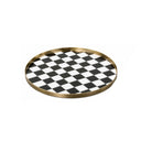 Black Monochrome Checked Round Tray