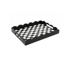 Rectangle Black Monochrome Checked Scalloped Tray