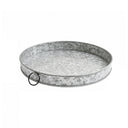 Rustic Galvanised Steel Silver Round Display Tray