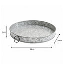 Rustic Galvanised Steel Silver Round Display Tray