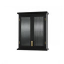 Black Reeded Glass Wall Cabinet