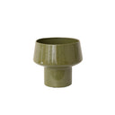 Large Olive Green Speckled Metal Planter Pot - 24cm x 20cm