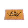 "Hello Beautiful" Pink Scalloped Coir Doormat