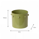 Medium Olive Green Bobbled Metal Planter Pot - 18.5cm x 22cm
