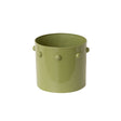 Medium Olive Green Bobbled Metal Planter Pot - 18.5cm x 22cm