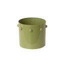Medium Olive Green Bobbled Metal Planter Pot - 18.5cm x 22cm