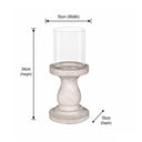 Tall Round Grey Hurricane Pillar Candle Holder - 34cm