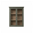 Khaki Green and Wood Wall Cabinet with Clear Glass Front 70cm x 90cm